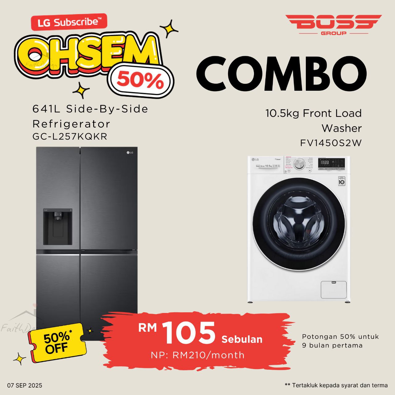 Side-by-Side Fridge & Washer